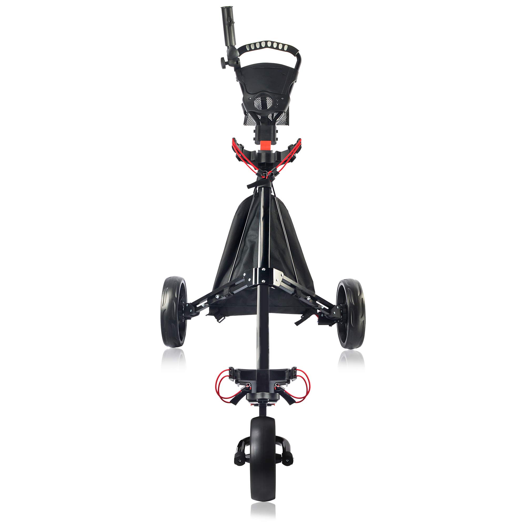 Premium 3-Wheel Folding Golf Push Cart with Umbrella Holder - Lightweight Golf Pull Cart for Men, Women & Kids - Perfect for Practice, Tournaments & Course Rounds