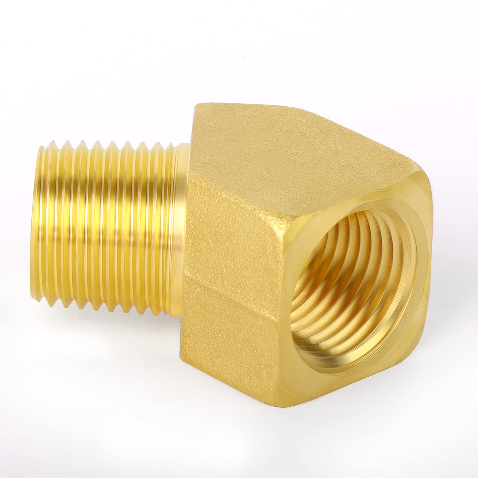 TAISHER 2PCS 45 Degree Barstock Street Elbow, 1/2 Inch NPT Male to Female Brass Pipe Fitting - Perfect for Plumbing, HVAC, and Industrial Applications