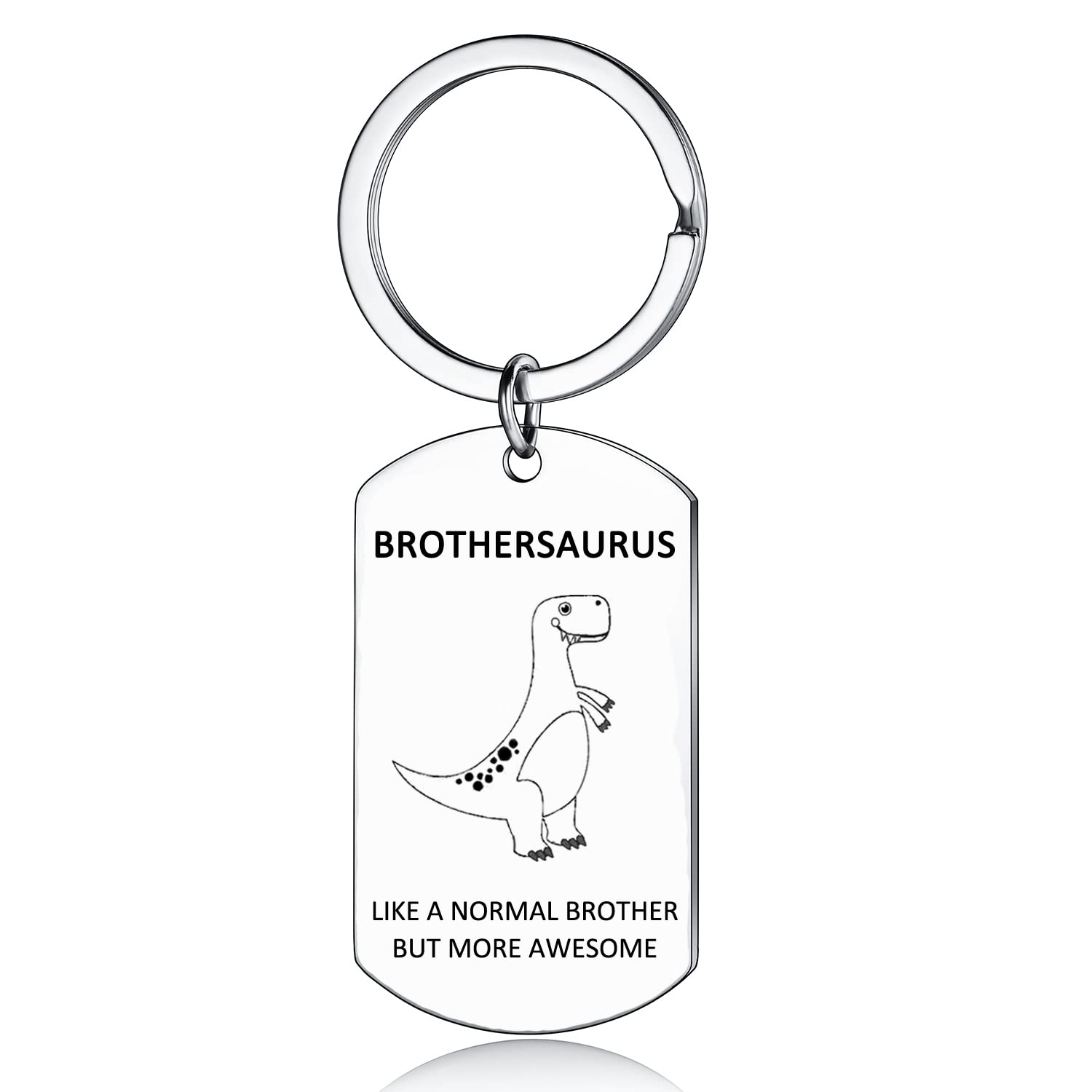 YEEQIN Personalized Brothersaurus Dinosaur Keychain - Funny Men's Birthday Gift for Big Brother, Little Brother & Best Friend - Perfect for Keyrings, Backpacks & Everyday Carry