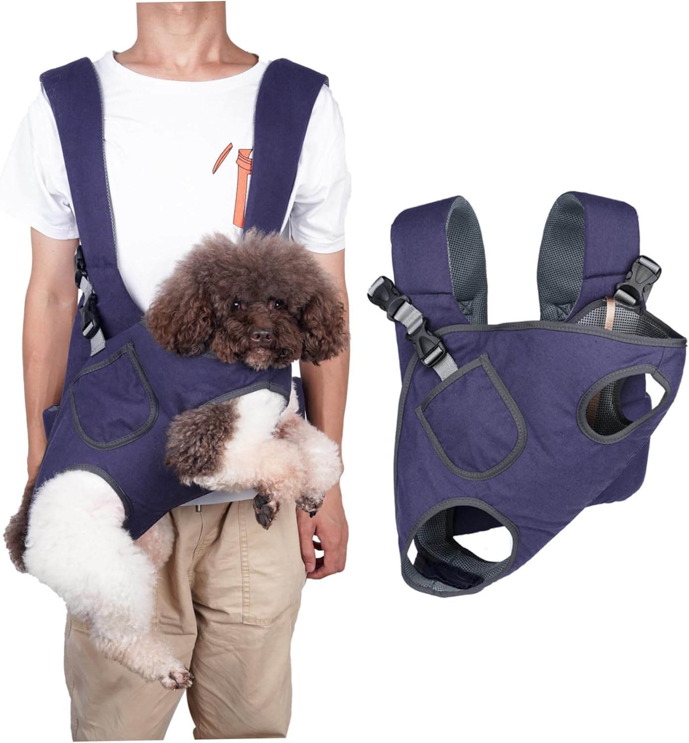 Adjustable Pet Backpack Carrier for Dogs & Cats - Breathable Travel Bag with Storage Pocket & Hook - Ideal for Small & Medium Pets - Perfect for Walking, Biking & Outdoor Adventures