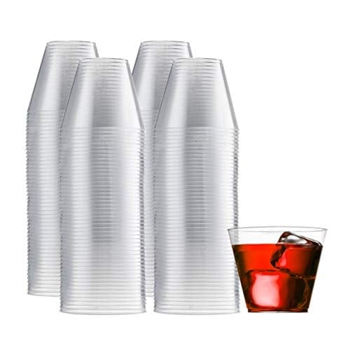 200 Clear Plastic Cups 9 Oz - BPA Free Disposable Tumblers for Wedding, Party & Events - Recyclable Old Fashioned Drinking Glasses - Perfect for Cocktails, Beverages & Outdoor Gatherings