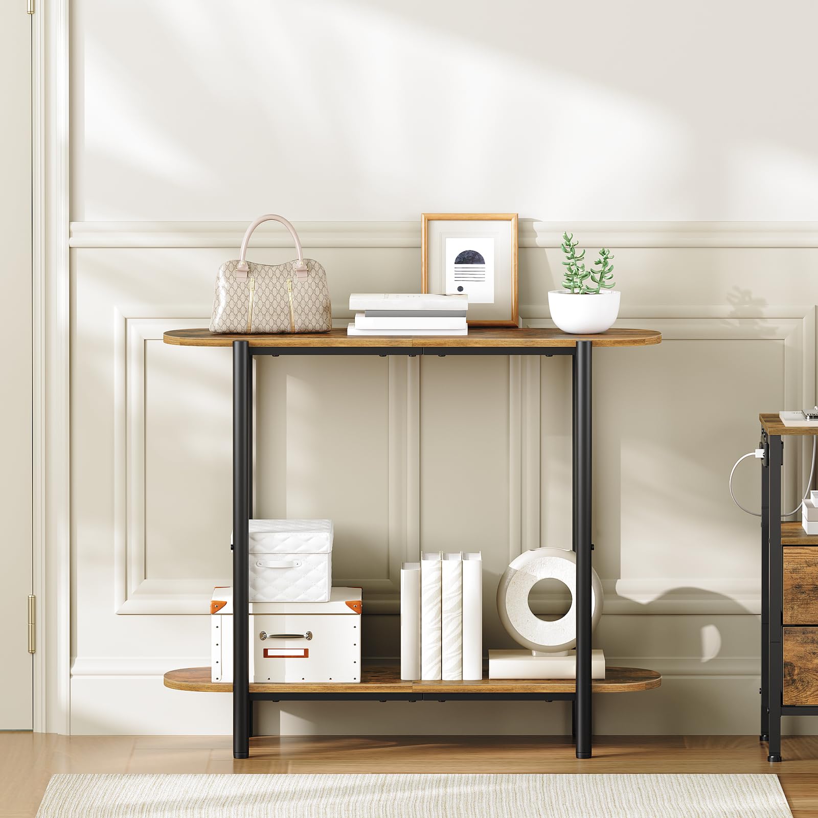 Slim 2-Tier Narrow Console Table with Storage - 29.5