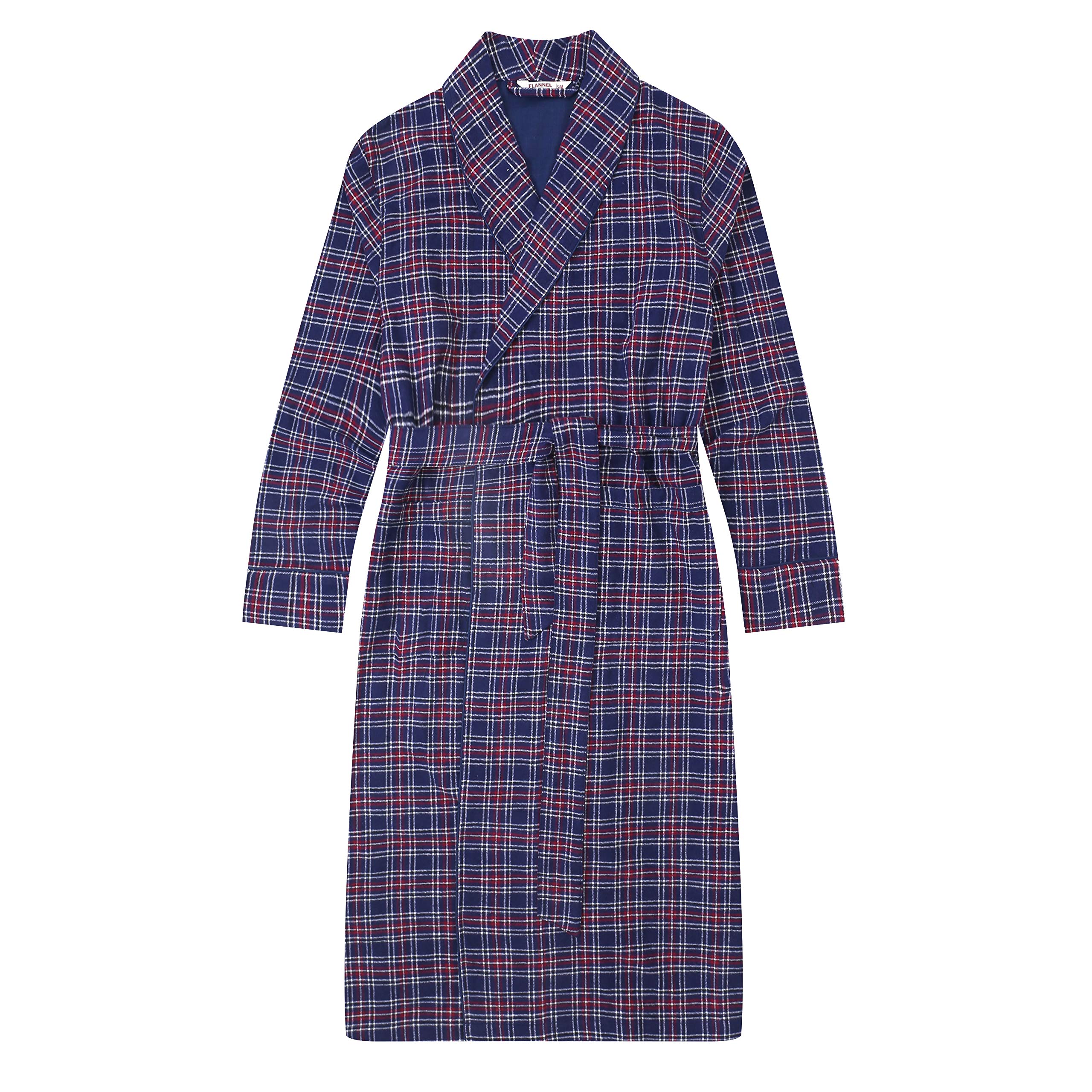 Men's 100% Cotton Flannel Robe - Soft & Warm Plush Bathrobe for Winter - Perfect for Lounging, Spa Days & Cozy Evenings at Home