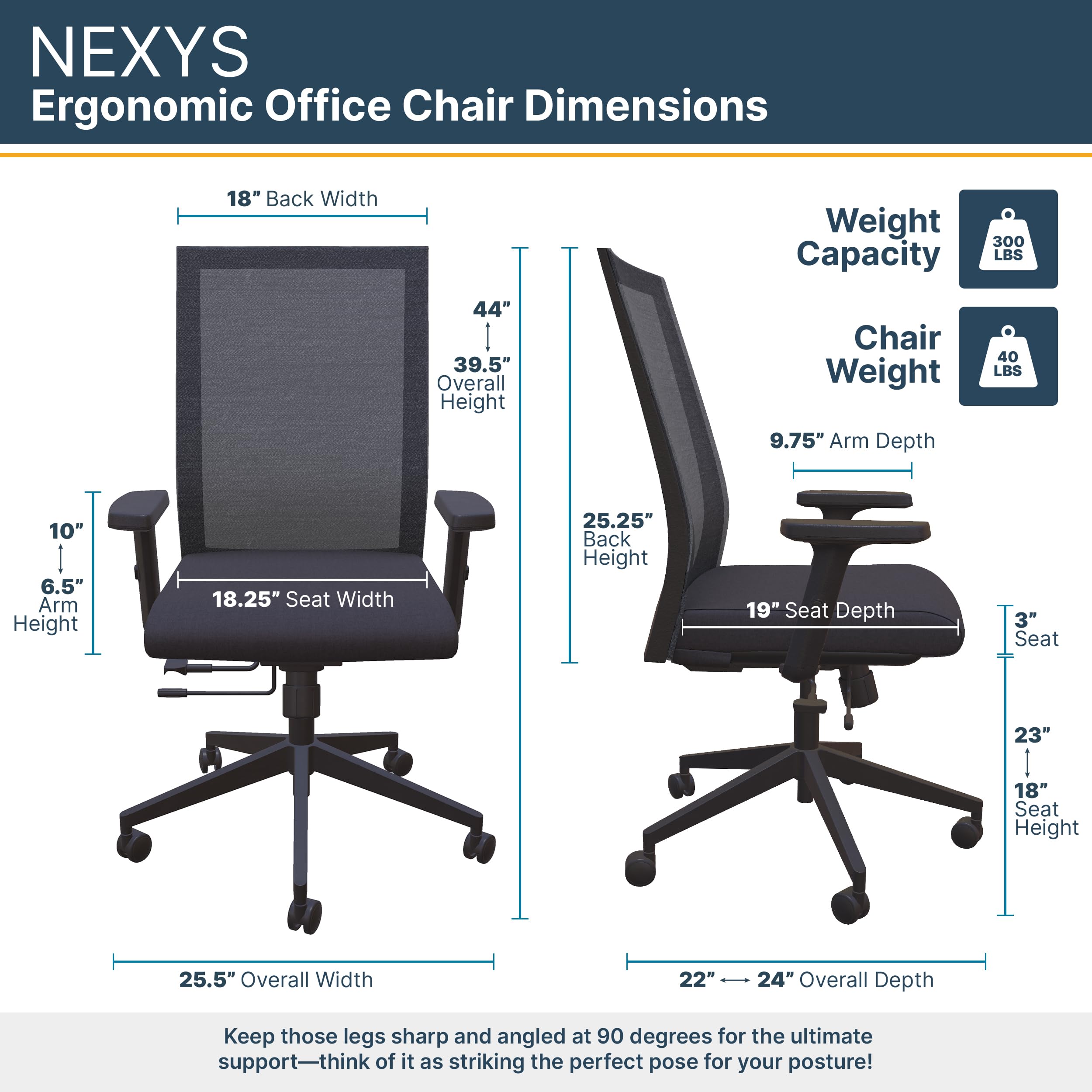 Ergonomic Mesh Office Chair with Adjustable Height & Tilt - Nexys Home Swivel Desk Chair with Wheels, Lumbar Support & Breathable Fabric for Long Work Hours - Perfect for Home Office & Gaming (Charcoal)