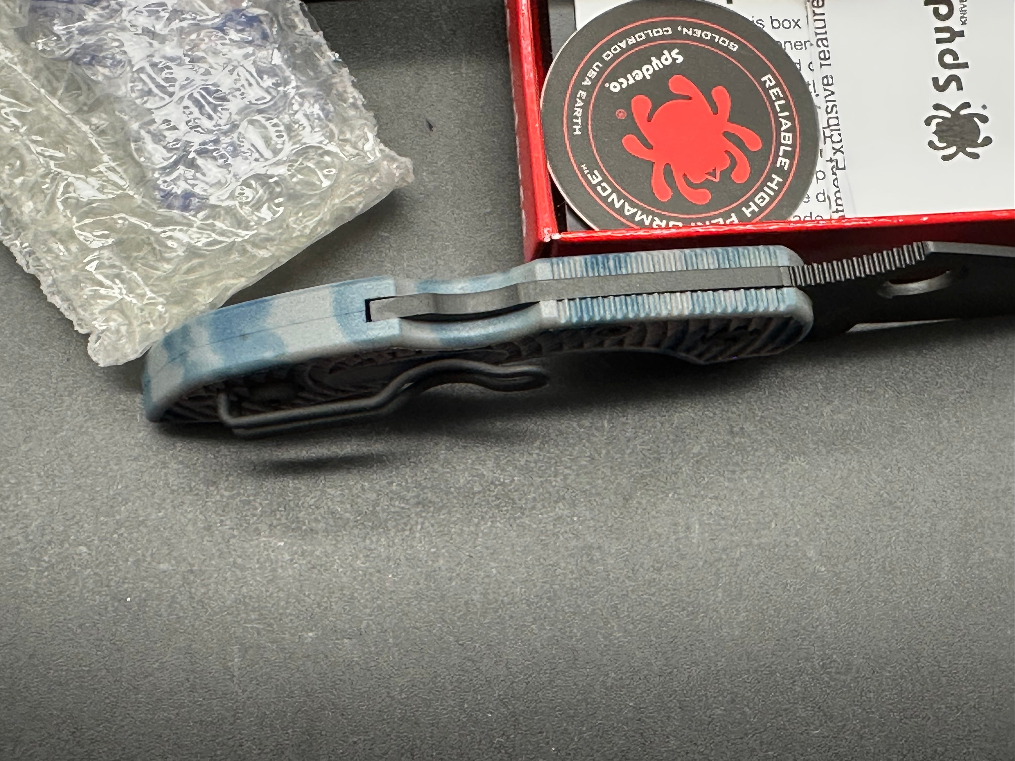 Spyderco Dragonfly Folding Knife - Zome Blue/Gray FRN Handle, Black Superblue Steel Blade - New in Box - Perfect for EDC, Camping & Outdoor Adventures