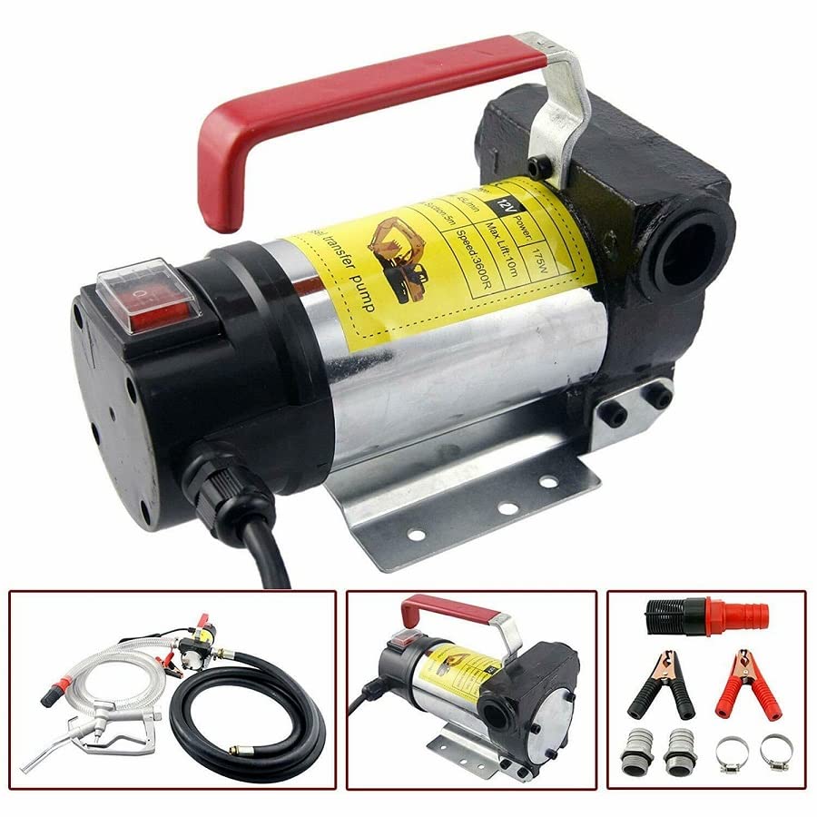 12V DC Electric Fuel Transfer Pump - Portable Diesel & Kerosene Oil Pump for Commercial Auto, Truck, Boat & Farm Use - Jikkolumlukka Brand - Ideal for Fuel Transfer, Emergency Refueling & Industrial Applications