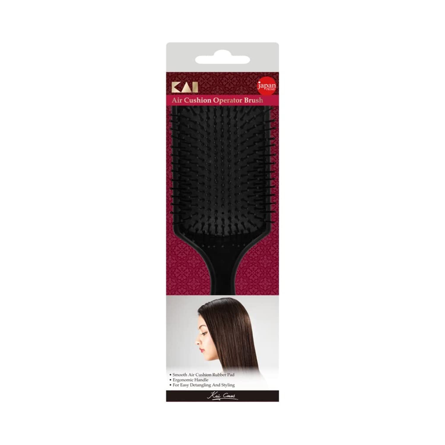 Kai Japanese Premium Air Cushioned Hair Brush for Men & Women - Black, Gentle on All Hair Types | Perfect for Daily Styling & Salon-Quality Results at Home