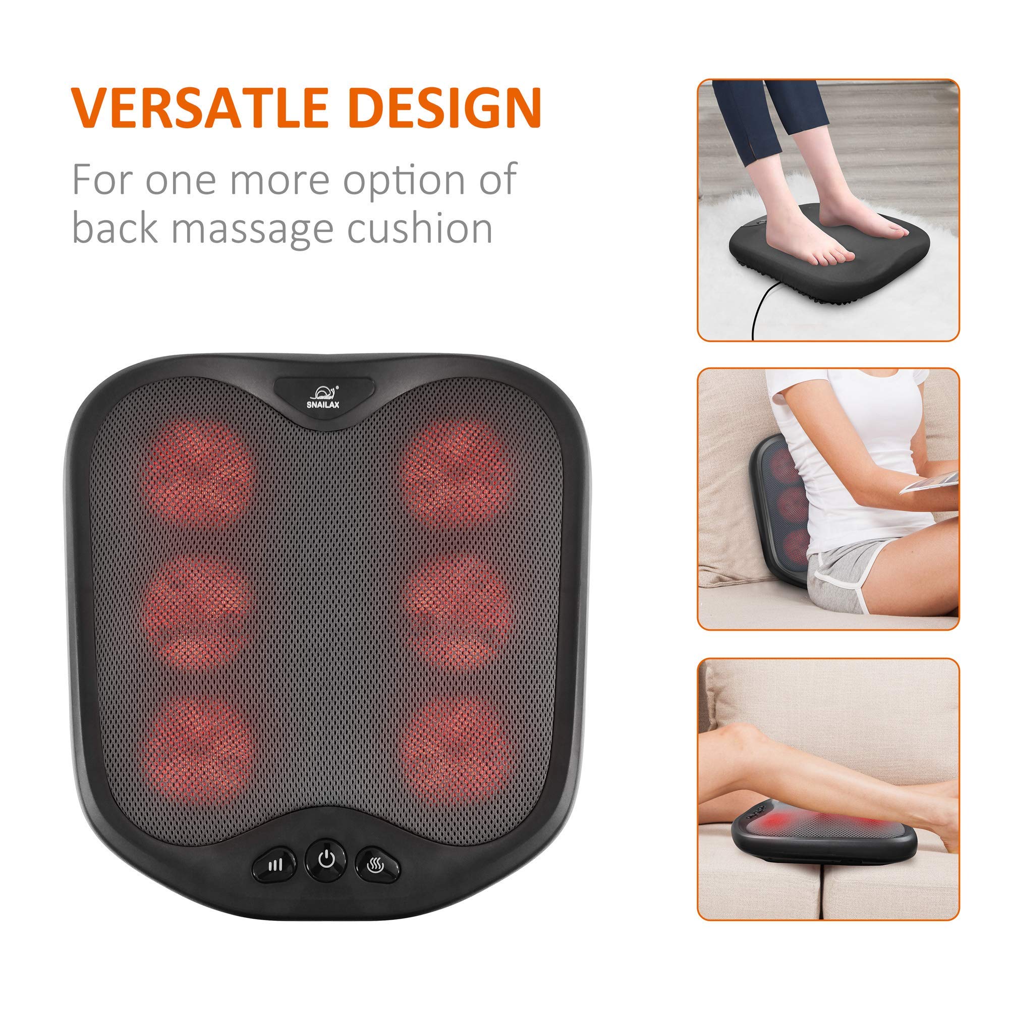Snailax Cordless Handheld Back Massager with Heat - 2-in-1 Shiatsu Foot & Back Massager for Pain Relief - Electric Deep Tissue Massage Machine for Home, Office & Travel Use
