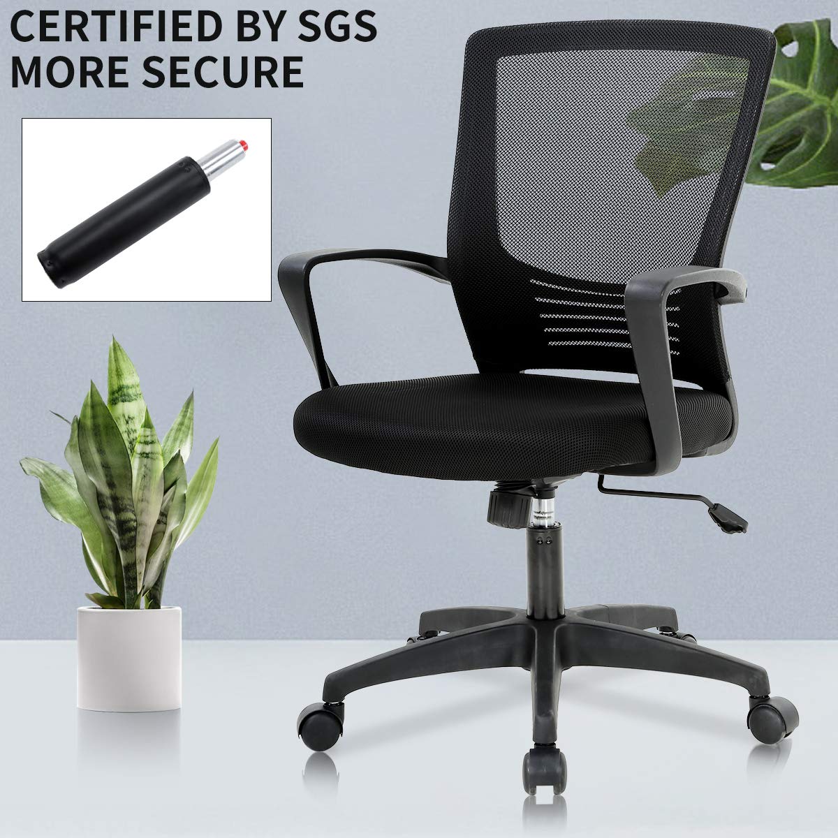Ergonomic Office Chair with Adjustable Height, Lumbar Support & Armrest - Breathable Mesh Computer Desk Chair for Home Office, Rolling Swivel Task Chair for Adults (Black) - Perfect for Long Work Hours & Remote Work Comfort