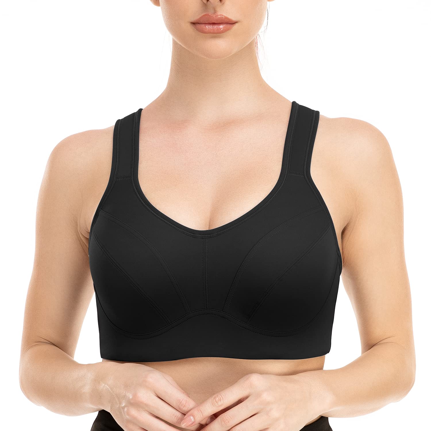 ZeroBound High Impact Sports Bras for Women - Full Coverage Support, Underwire, Padded, Adjustable Straps, Plus Size - Perfect for Running, Gym Workouts & High Intensity Training