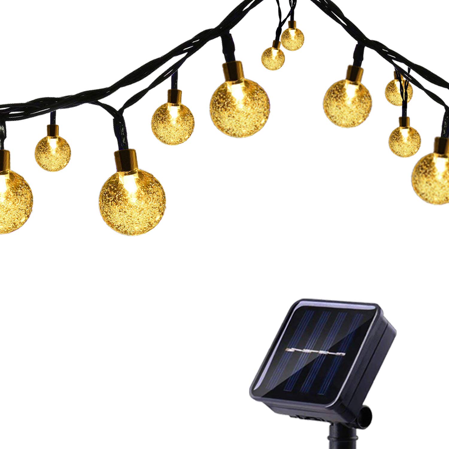 REICUA Solar Powered Outdoor String Lights - 30 LED Waterproof Fairy Lights with 8 Twinkling Modes, 6m/20ft Decorative Garden Lighting for Patio, Lawn, Wedding, Gazebo (Warm White) | Perfect for Backyard Parties, Romantic Evenings & Holiday Decorations