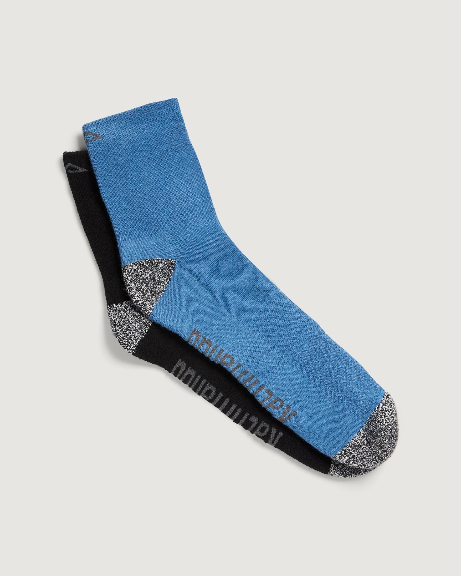 Accion driMOTION Quarter Crew Socks 2-Pack - Black/Blueridge - Moisture-Wicking Athletic Socks for Running, Hiking & Workout