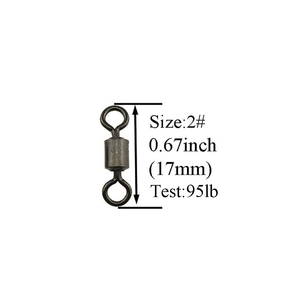 Premium Stainless Steel Fishing Rolling Swivels - No Tangle Barrel Bearing Swivel with Solid Welding Ring for Big Fish, Freshwater & Saltwater Rod Reel - Ideal for Bass, Catfish, and Deep Sea Fishing