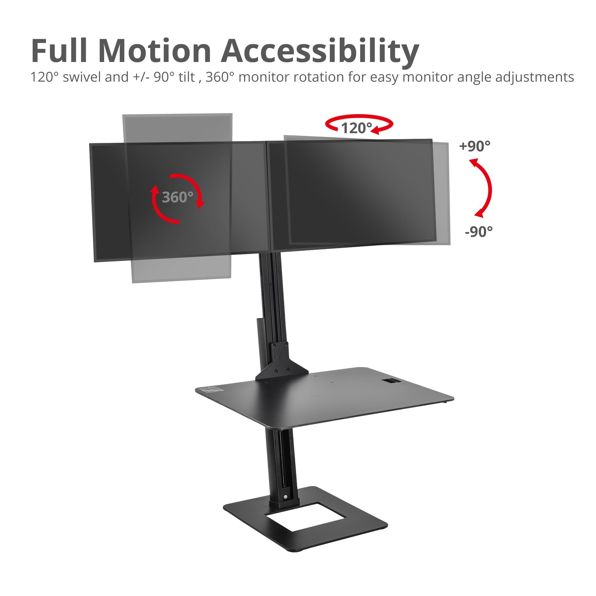 SIIG Dual Monitor Adjustable Motorized Stand with Laptop Tray - Supports 17