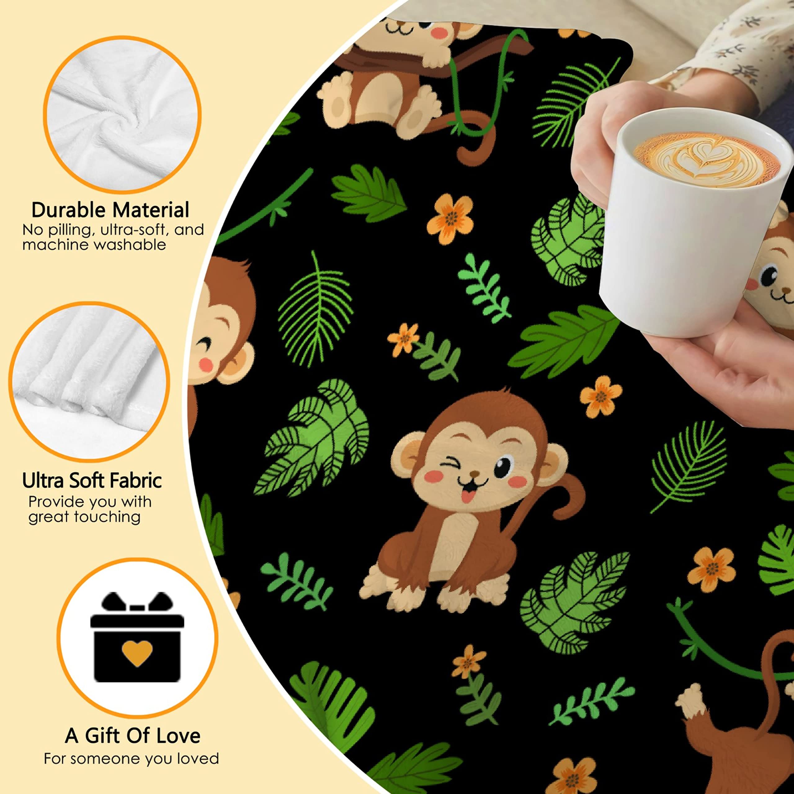 Happy Monkey Super Soft Flannel Blanket - 50