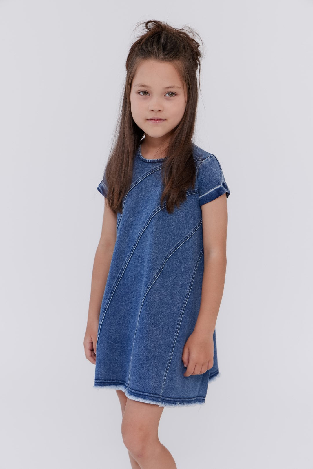 Kids' Crew Stitch Patch Dress in Blue - Cute & Comfortable Outfit for Playdates, Parties & Everyday Wear