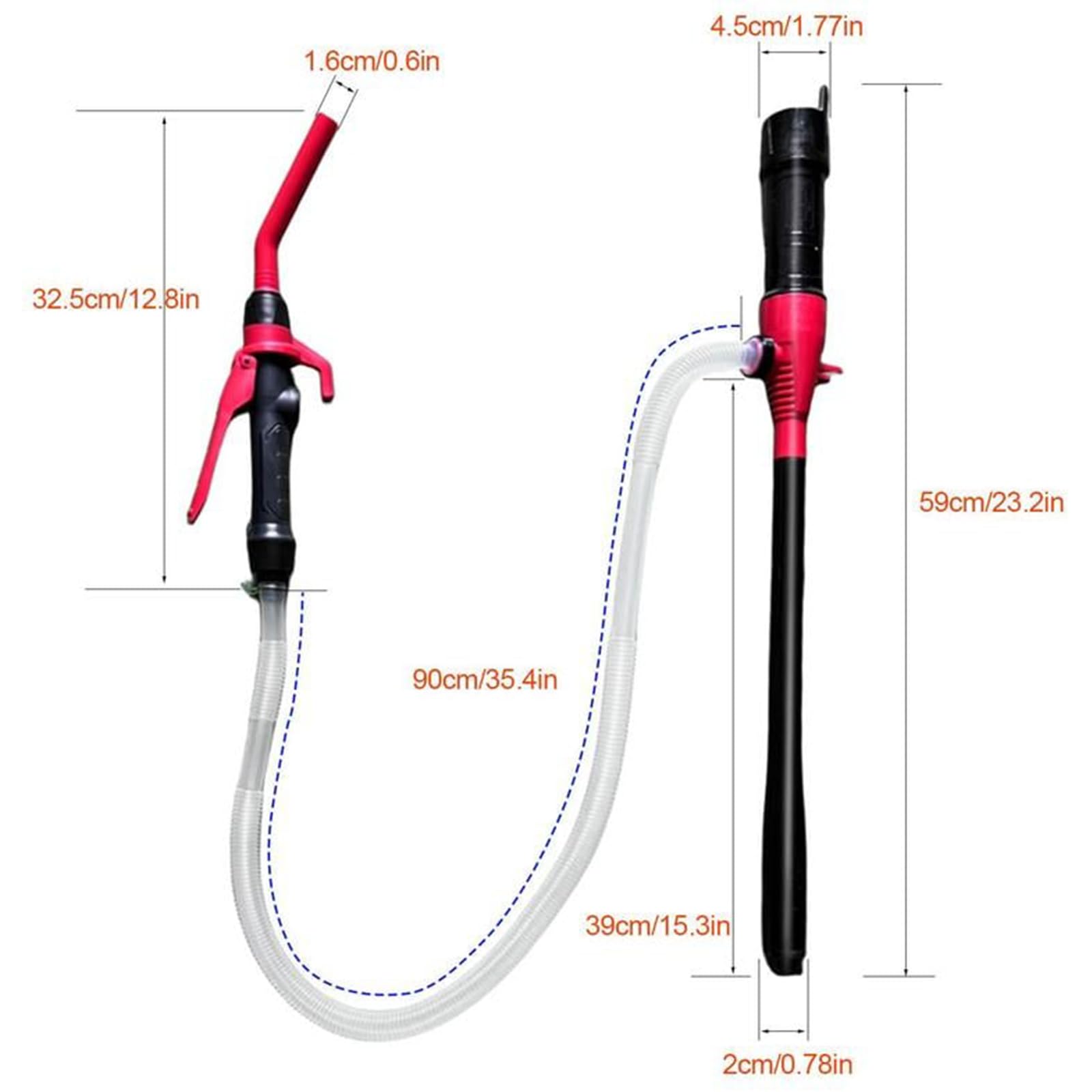 Portable Electric Gas Pump - Battery Powered Fuel Transfer Pump for Cars, Boats, Lawn Mowers - Compact & Lightweight Handheld Gasoline Pump (Orange & Red) - Perfect for Emergency Fuel Transfer, RV Camping, and Outdoor Equipment Maintenance