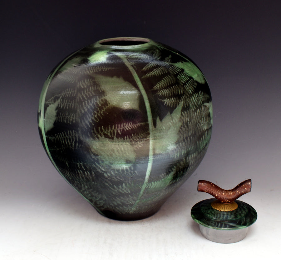 Forest Moon Saggar Burnished Ceramic Urn Vase - 290 Handcrafted Pottery for Home Decor, Memorial, or Spiritual Use