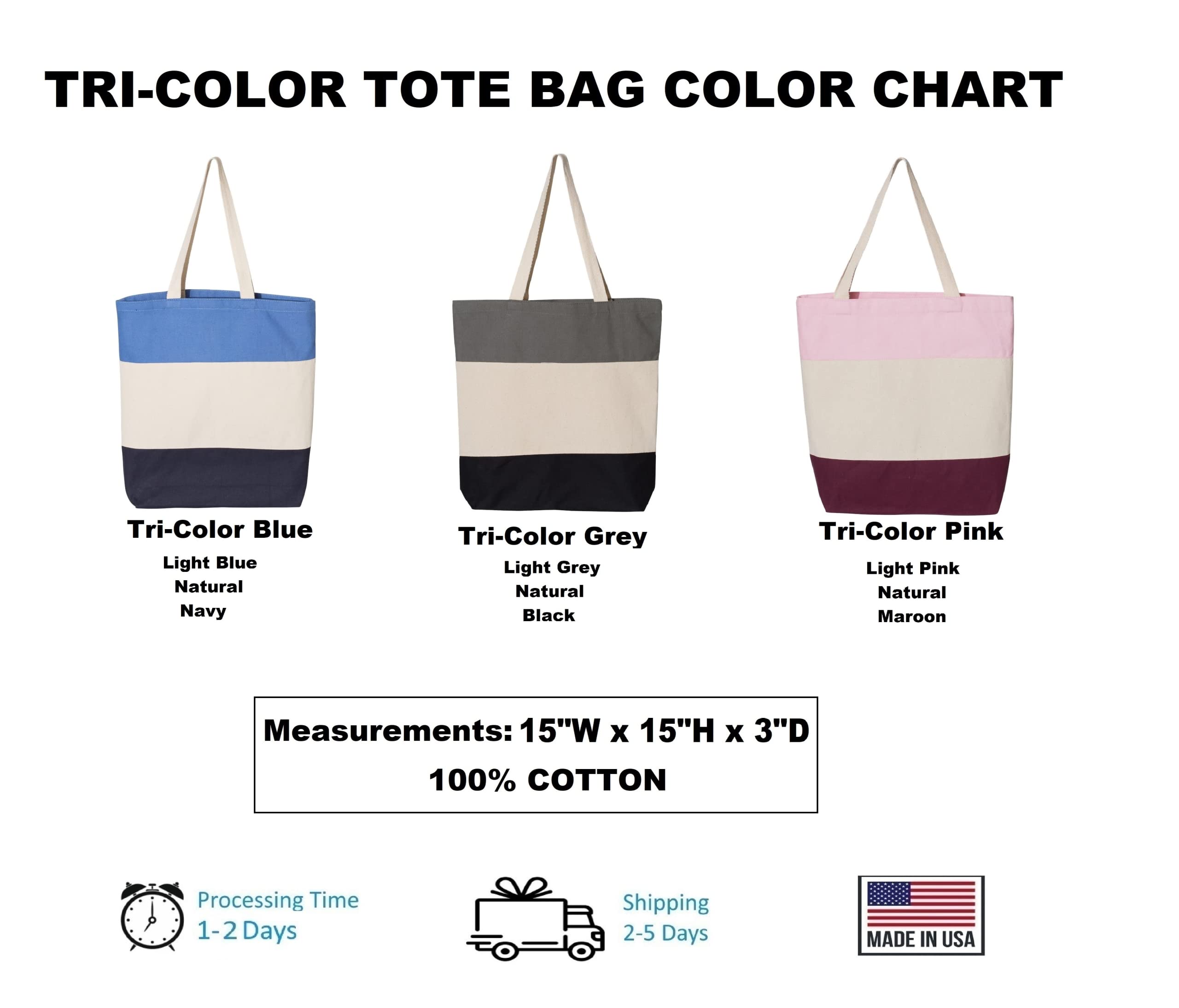 Custom Personalized Yoga Tote Bag with Name - Tri-Color Pink Yoga Lover Gift for Women (15