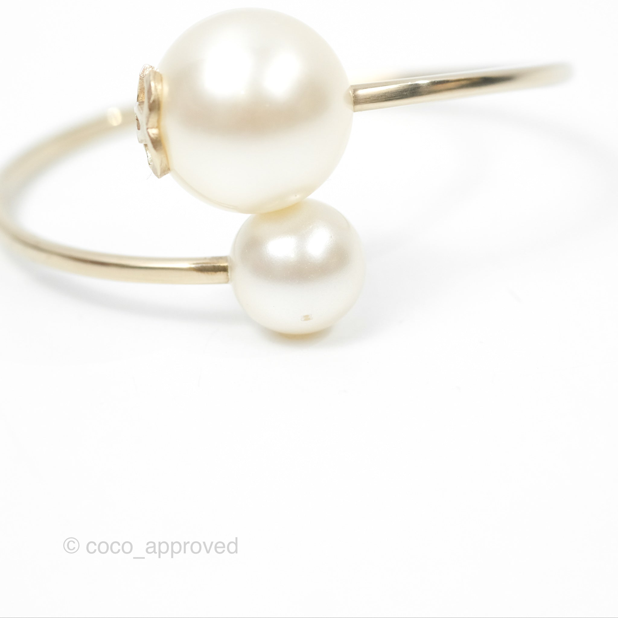 Chanel CC Pearl Bangle Gold Tone Bracelet for Women - Luxury Fashion Jewelry Gift for Anniversary, Birthday & Special Occasions