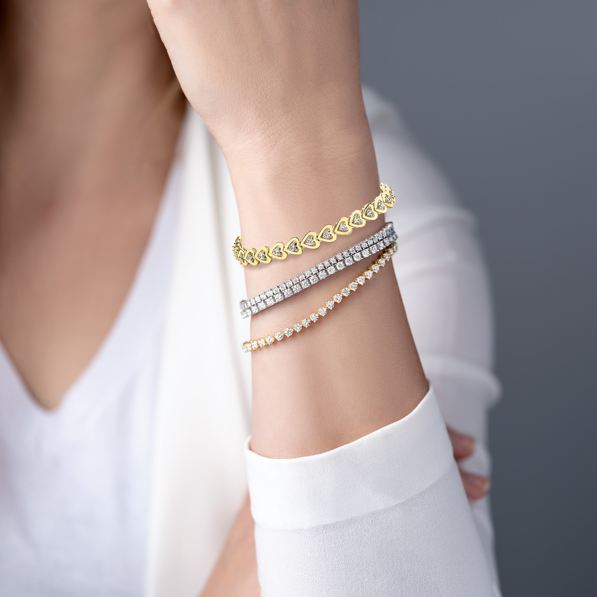 1.50 Carat Round Diamond Heart Framed Tennis Bracelet for Women - Elegant Jewelry Gift for Anniversary, Wedding & Special Occasions