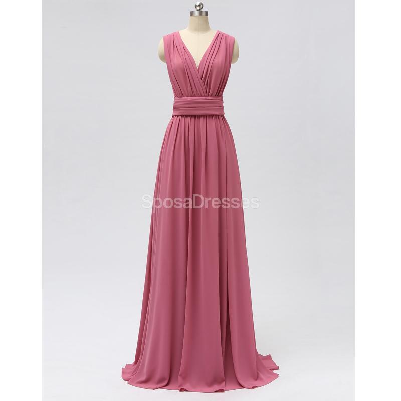 Elegant Convertible Chiffon Long Pink Bridesmaid Dresses for Weddings & Formal Events - WG603 | Perfect for Bridal Party, Prom & Special Occasions