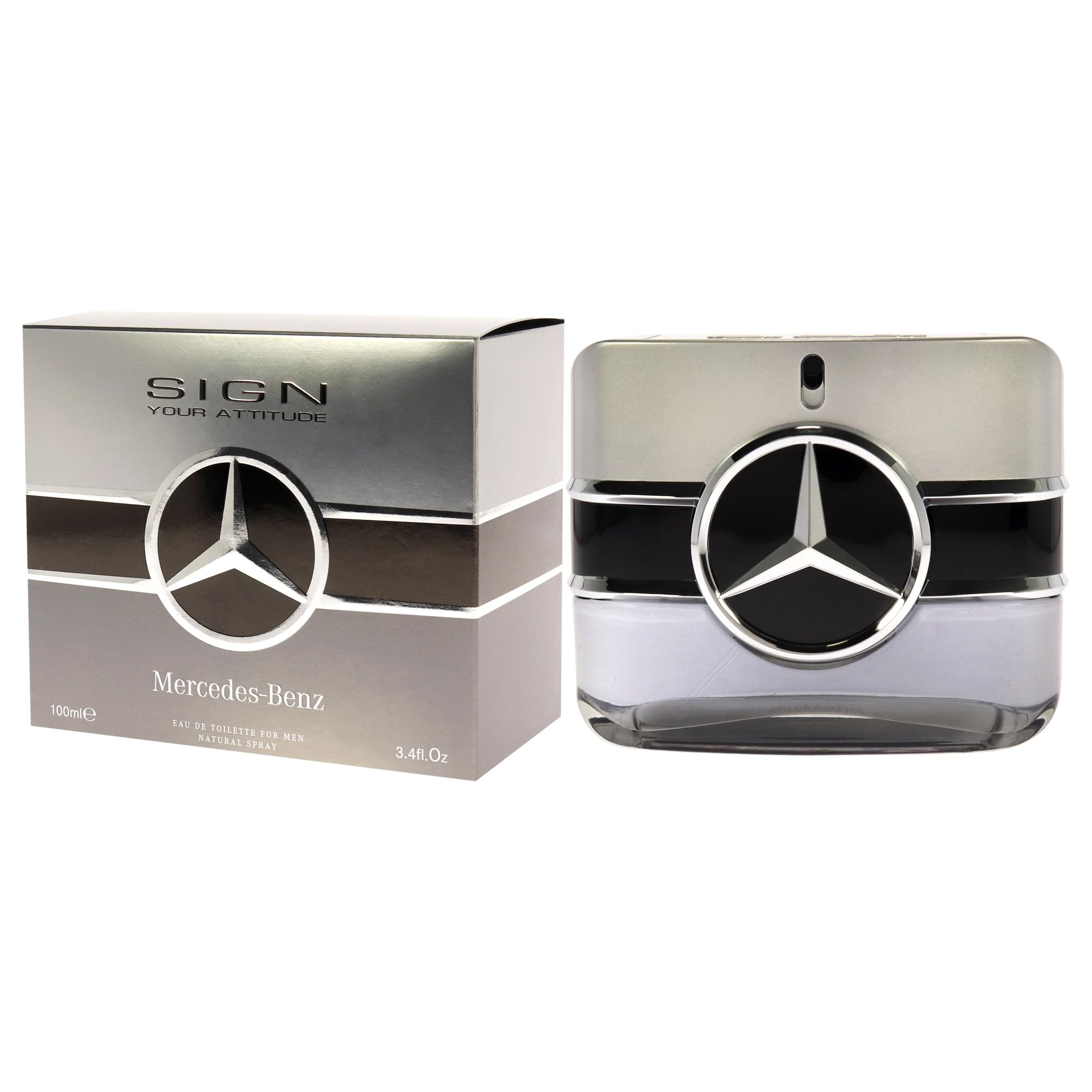 Mercedes-Benz Man Sign Your Attitude Eau de Toilette for Men - Long Lasting Amber Cologne Spray (3.4 oz) - Perfect for Daily Wear, Office & Special Occasions