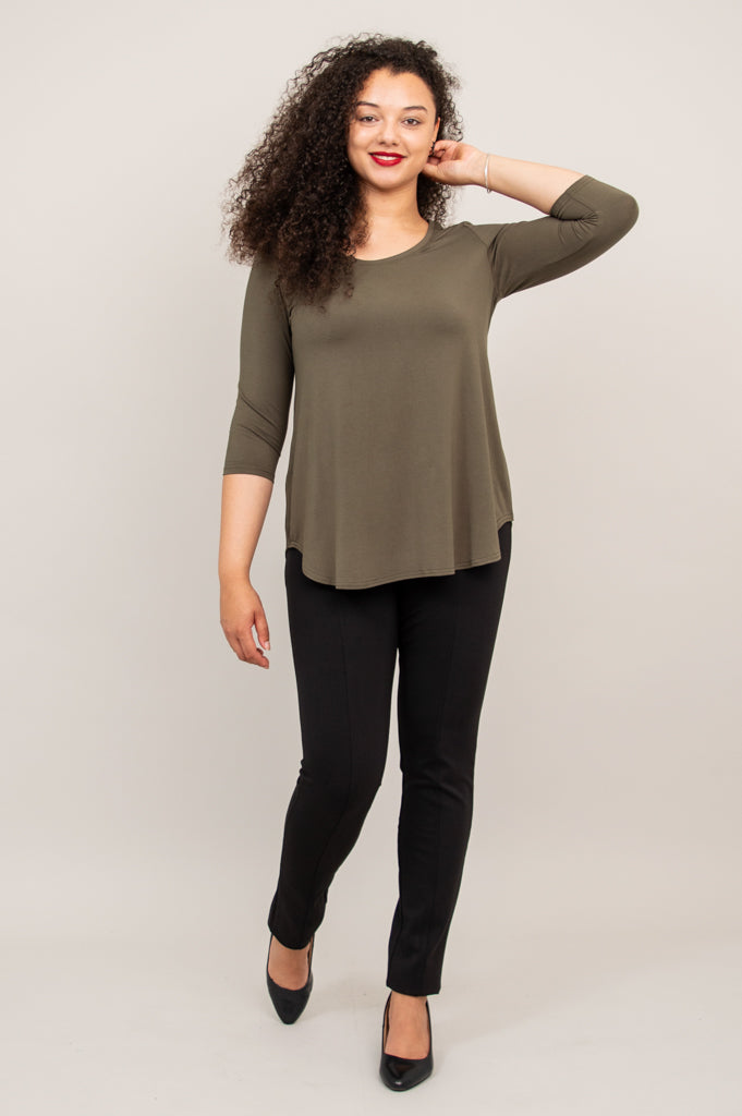 Jazz 3/4 Sleeve Women's Tops - Soft Bamboo Fabric, Khaki Color - Perfect for Casual Wear, Office Outfits & Summer Fashion