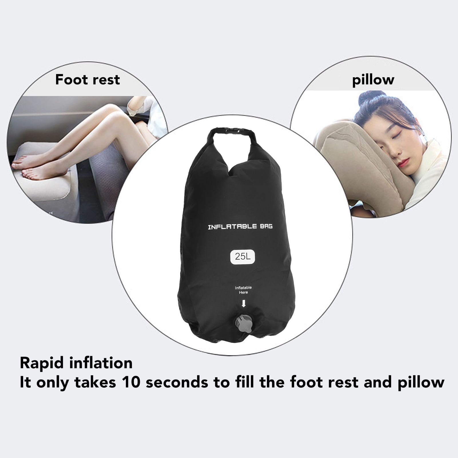 **Portable Air Pump Bag - Waterproof Inflatable Sleeping Bag & Travel Foot Rest - Multi-Functional Storage Bag for Camping, Hiking, and Road Trips**