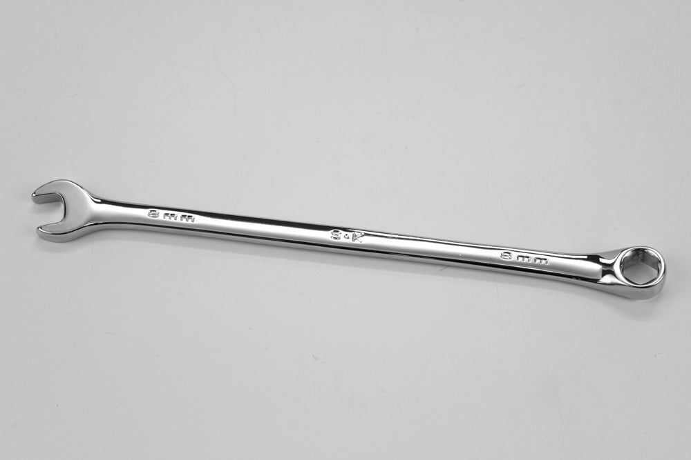 8mm 6-Point Metric Long Combination Chrome Wrench - Professional Automotive & DIY Tool for Tight Spaces