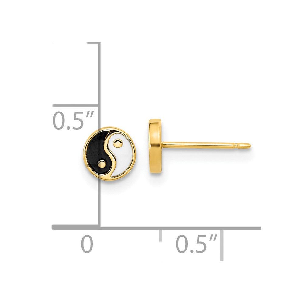 Gold Black & White Enamel Yin Yang Stud Earrings - YE2073 - Perfect for Meditation, Yoga & Spiritual Jewelry Gifts