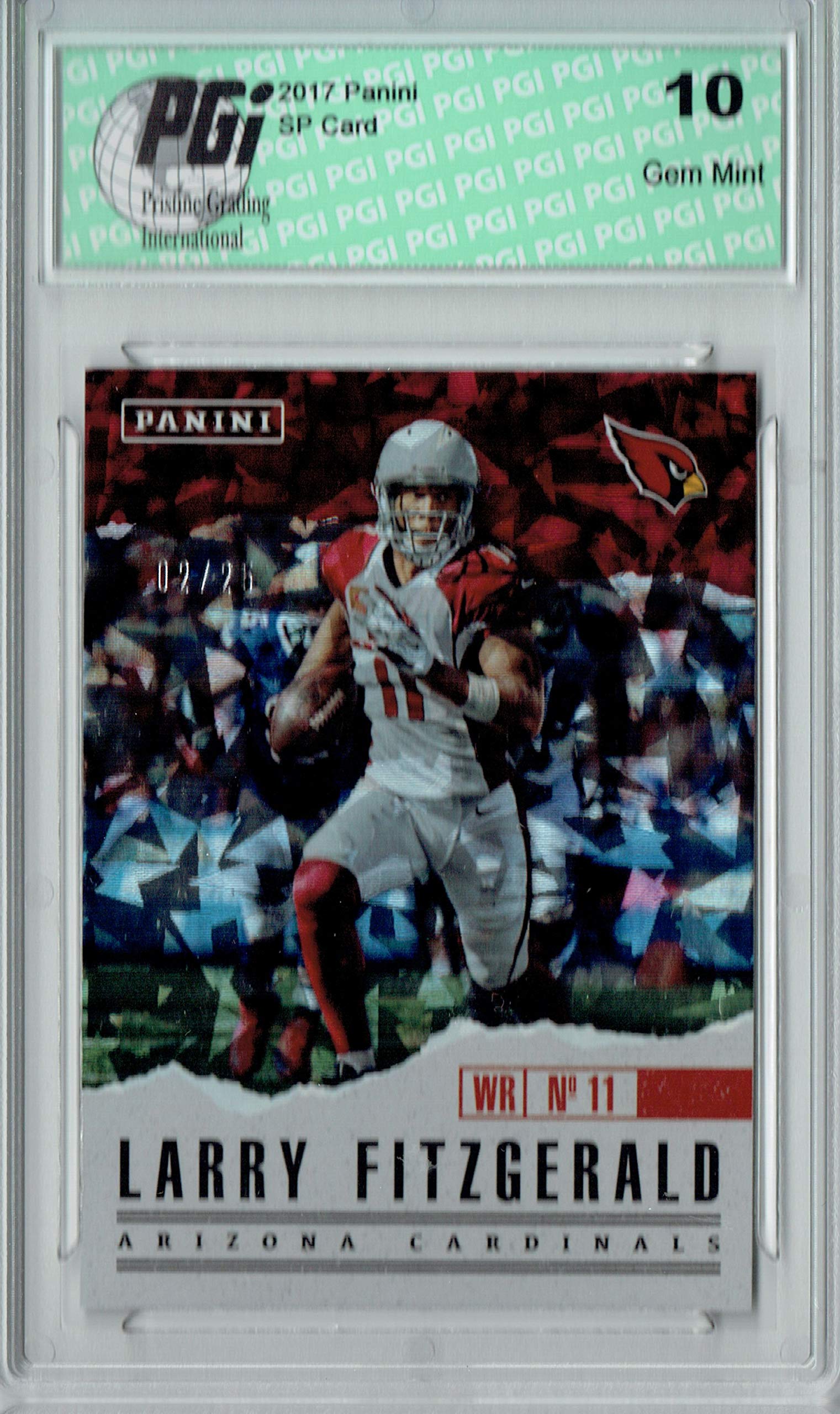 Larry Fitzgerald 2017 Panini #28 Cracked Ice Limited Edition 25/25 PGI 10 Graded Football Card - Perfect for NFL Collectors, Sports Memorabilia Displays & Investment Collections