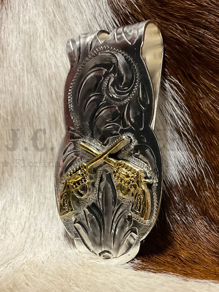 Fashionwest MC 01G Western Style Gun Money Clip - Gold & Silver Plated for Men | Perfect for Cash, Credit Cards & ID | Great for Cowboy, Biker & Western Enthusiasts