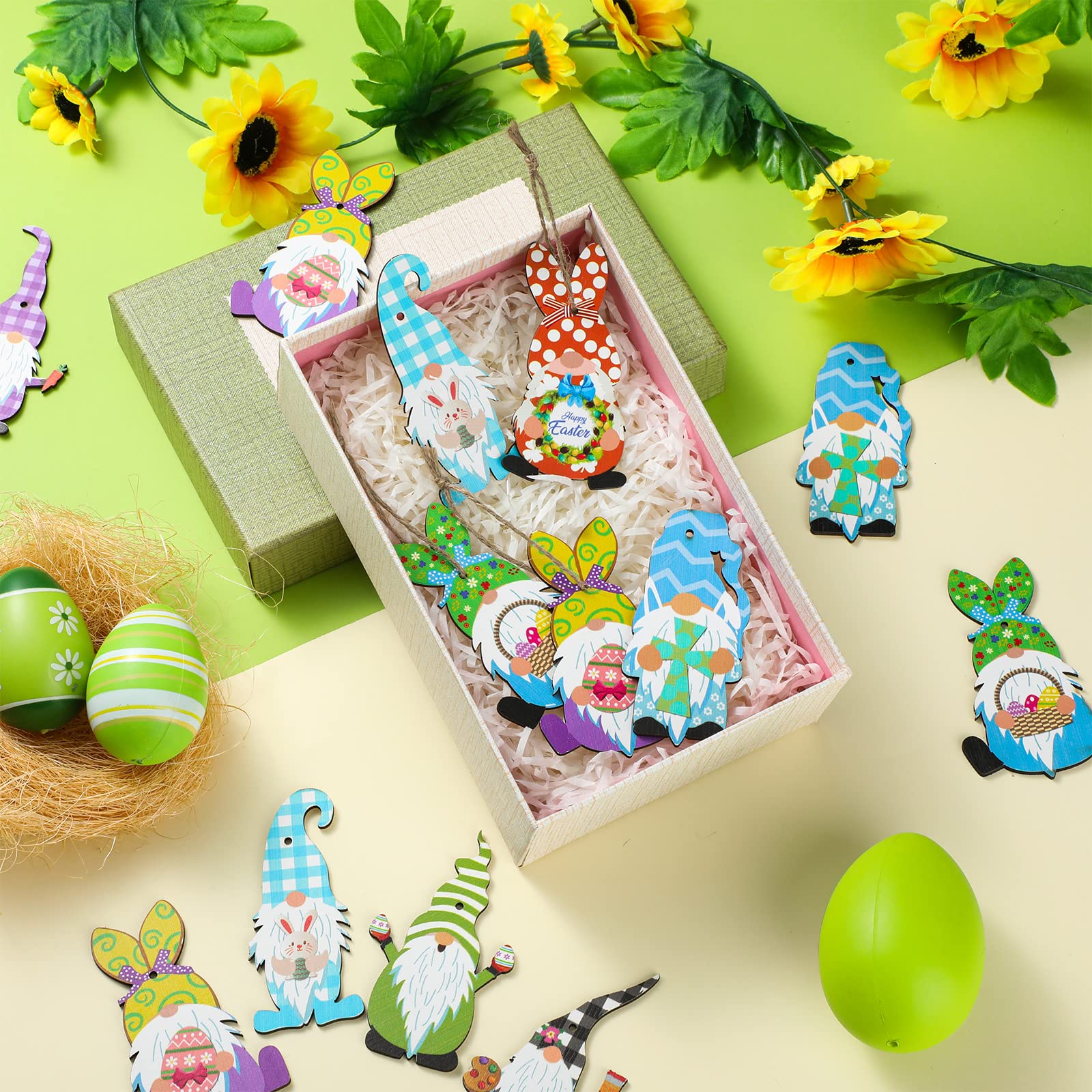 40-Piece Easter Wooden Gnome Ornaments Set - Spring Bunny Gnomes & Elf Decor for Easter Tree, Hanging Party Decorations - Perfect for Easter Celebrations, Home Decor, and Spring Festival Gifts