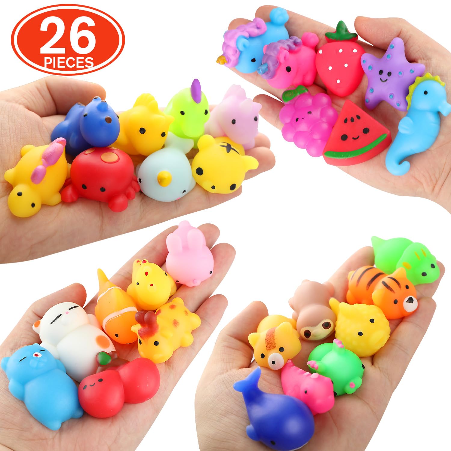 26 Pack Kawaii Cat Squishy Toys - Stress Relief & Party Favors for Kids Gifts