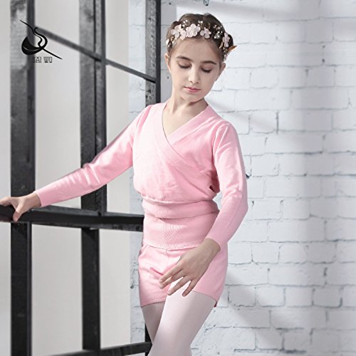 Kids' Long Sleeve Cross Front Dance Sweater - Warm Up Practice Top for Ballet, Jazz & Contemporary - Soft Stretch Comfort for Dance Class & Performance
