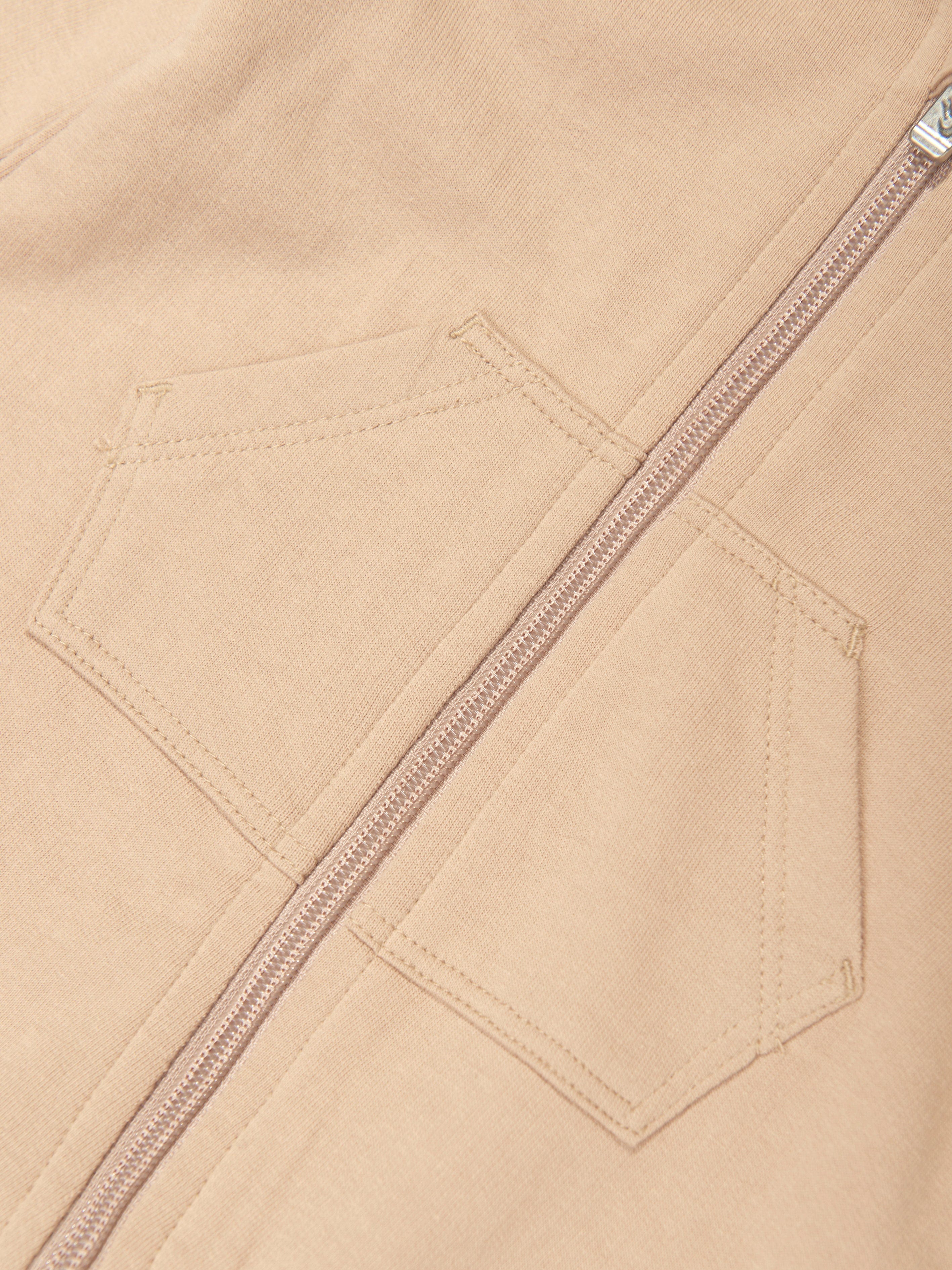 Soft Beige Baby Hooded Coverall - Warm & Cozy Infant Essentials for Winter Outings & Playtime