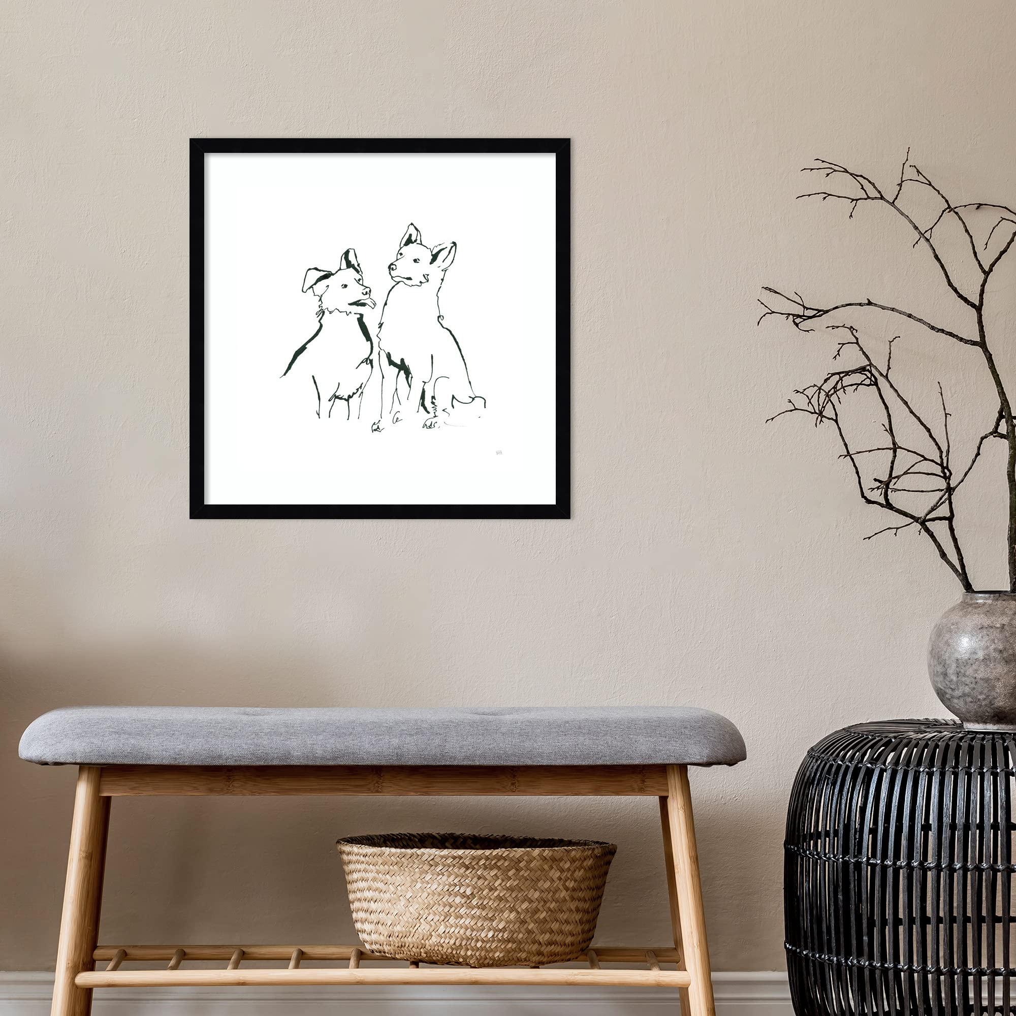 Amanti Art Framed Wall Art Print - 21x21 Lovable Mutts VI by Chris Paschke | Black & White Animal Wall Decor | Medium Poster Painting for Living Room, Bedroom, Office | Perfect for Pet Lovers & Modern Home Decor