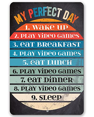 Funny Metal Sign - My Perfect Day Chalkboard Style - 12