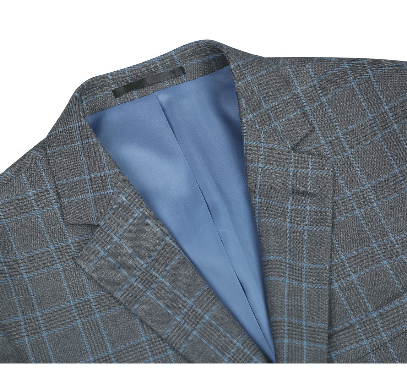 Alessandro Vitello by Renoir Light Grey Two-Piece Classic Fit Windowpane Check Dress Suit 293 | Premium Business Attire for Weddings, Office Meetings & Formal Events
