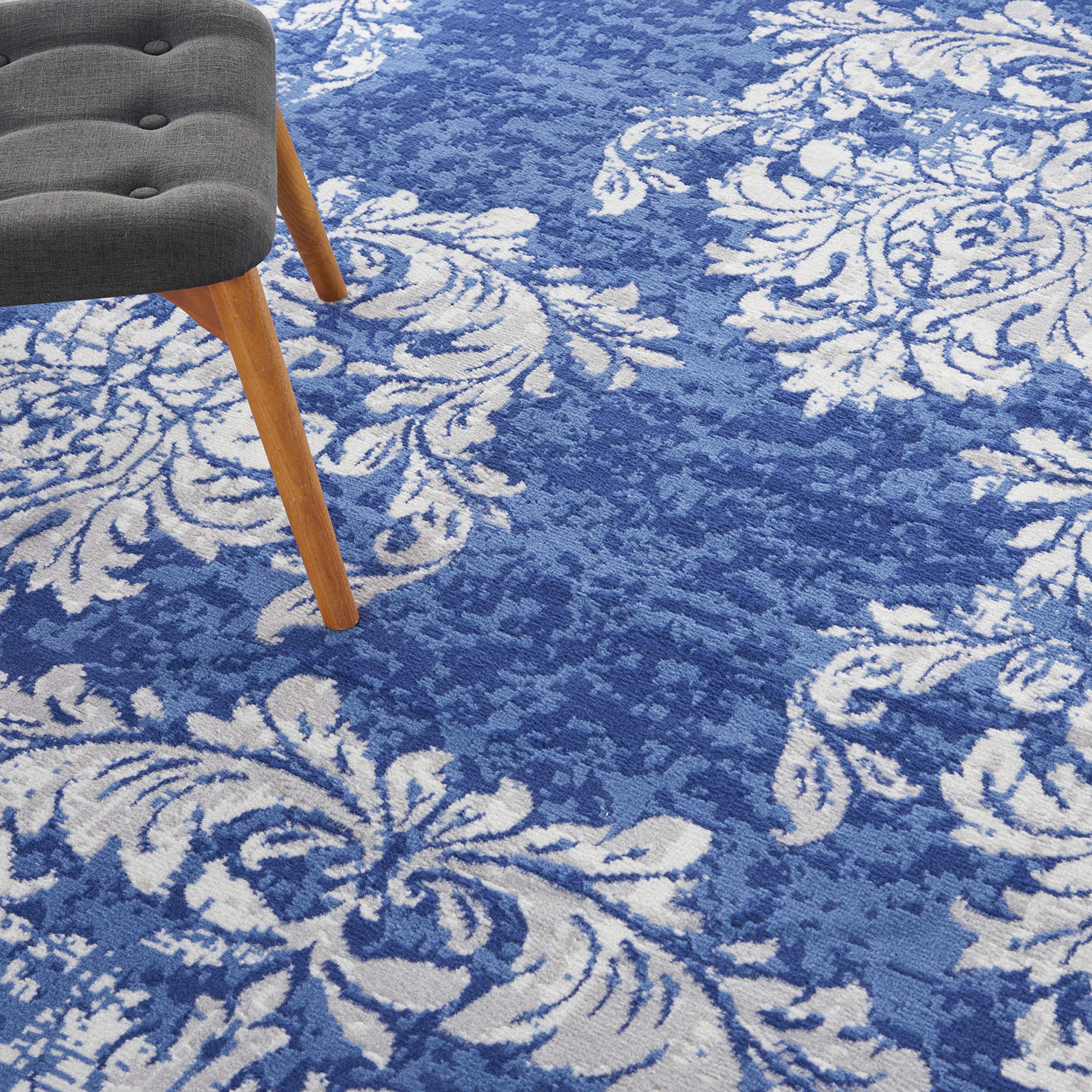 Nourison Whimsicle Damask Navy Ivory 8' x 10' Area Rug - Easy to Clean, Non-Shedding, Stain Resistant for Bedroom, Living Room, Dining Room & Kitchen - Soft & Durable Home Decor (8x10) | Perfect for Cozy Spaces, Family Gatherings & High-Traffic Areas
