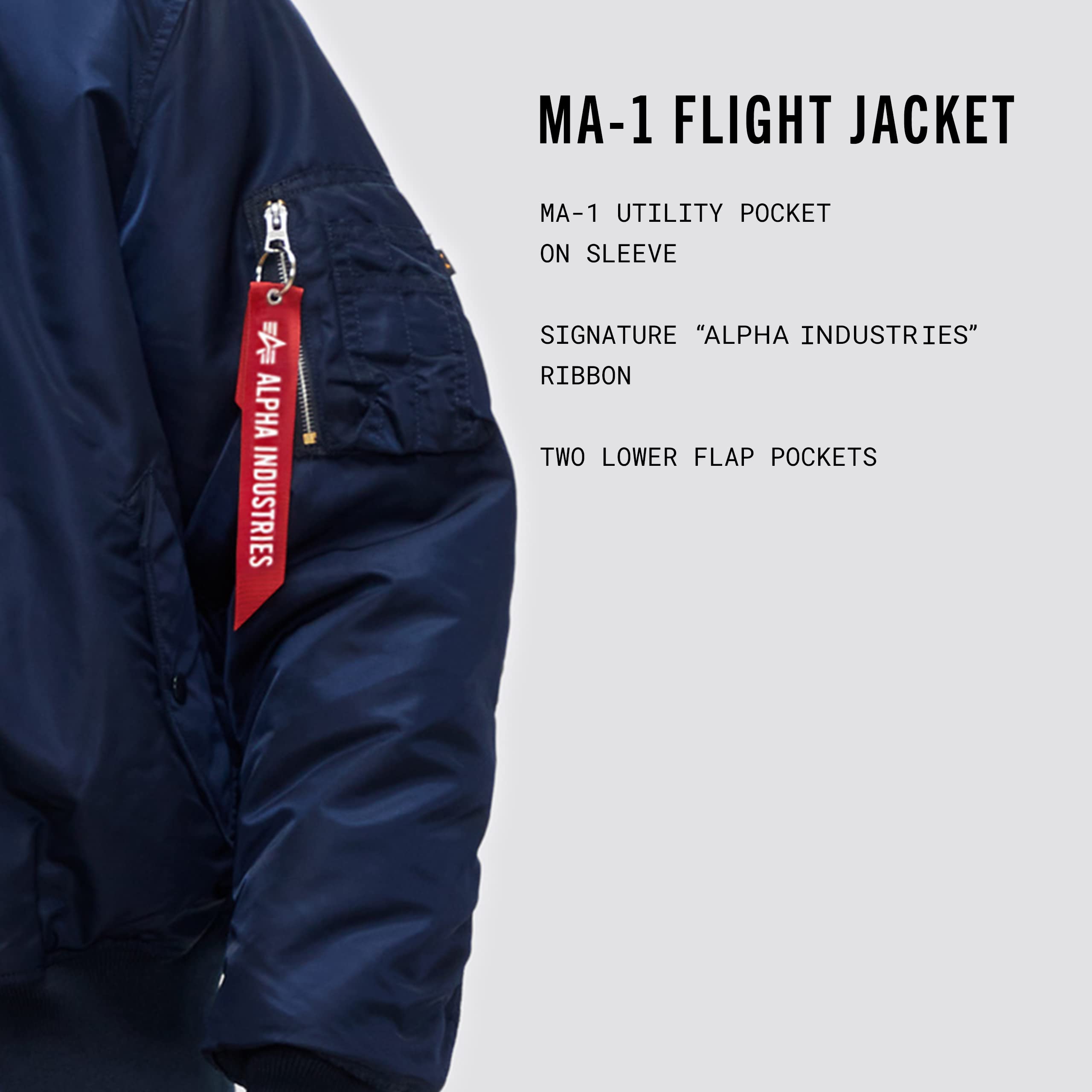 Alpha Industries MA-1 Bomber Flight Jacket - Men's Military Pilot Jacket | Water-Resistant Nylon Outerwear for Aviation & Streetwear Style | Perfect for Cold Weather & Casual Fashion