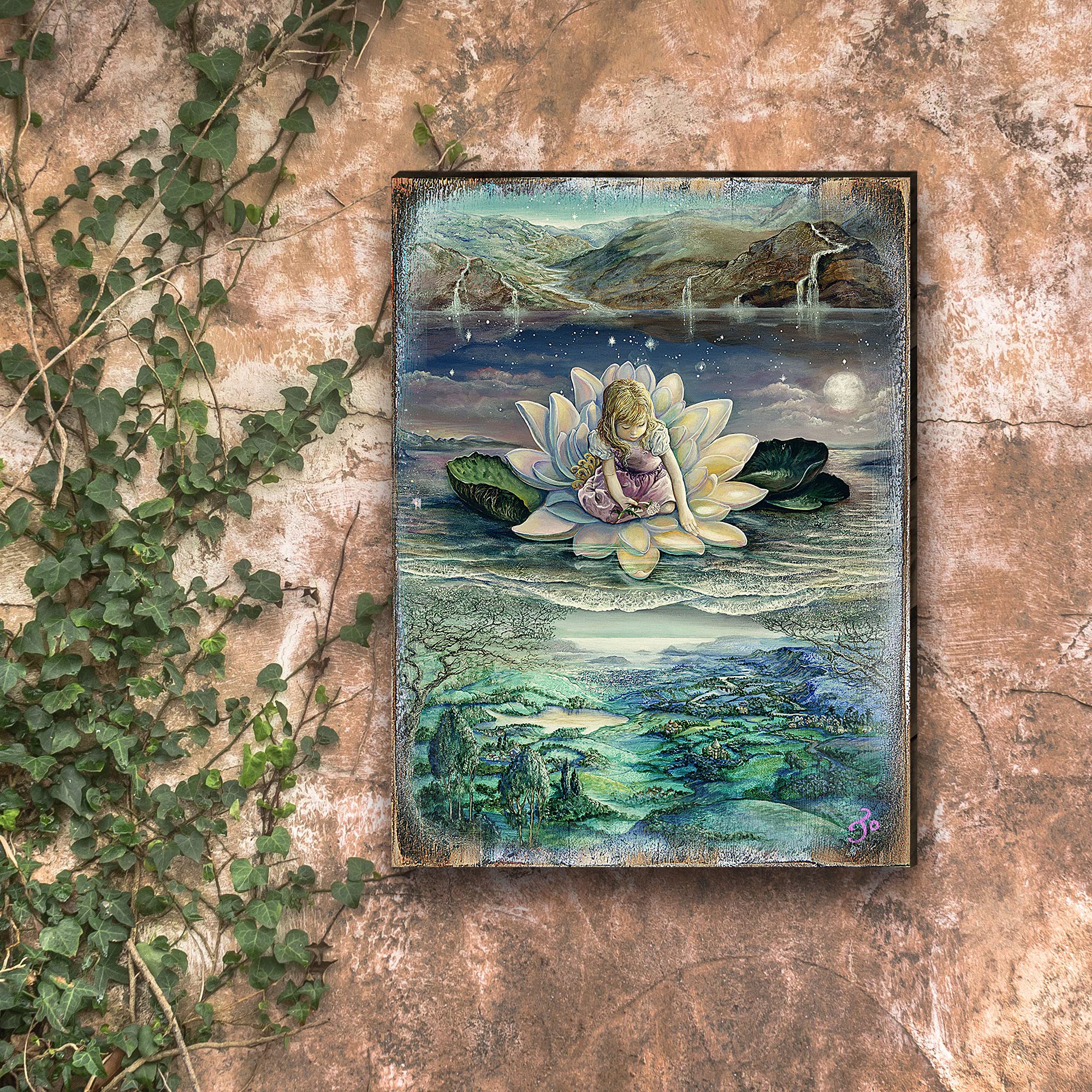 Josephine Wall Horizons Wood Wall Art - Hand Painted Canvas Print for Living Room, Bedroom & Home Decor - Unique Fantasy Artwork for Gifts & Interior Design