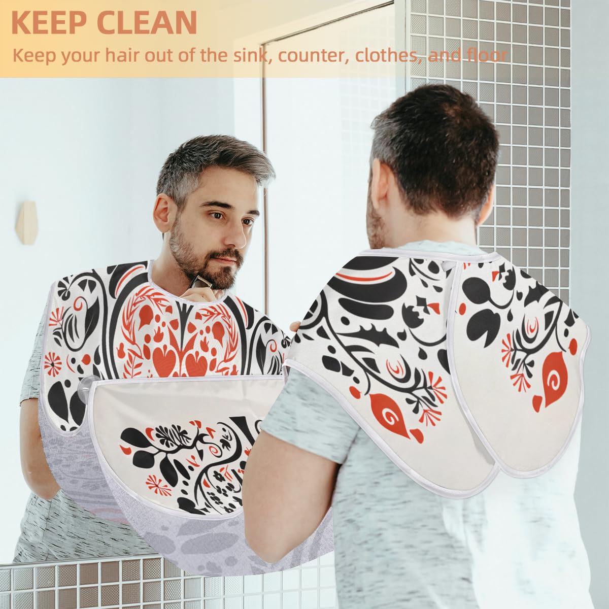 Valentine's Day Heart Pattern Beard Shaving Bib for Men - Waterproof Makeup & Hair Dye Apron, Barber Cape for Haircut - Sink Hair Catcher & Beard Trimming Tool - Perfect Gift for Barbers & DIY Hair Styling at Home