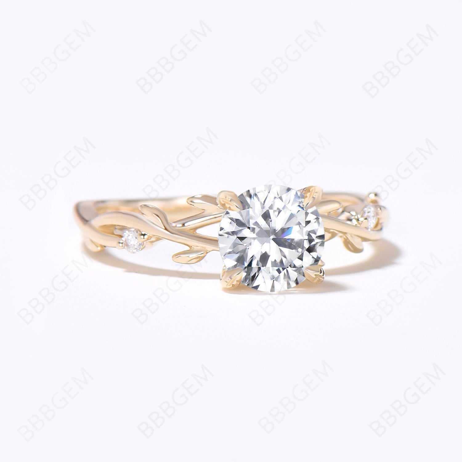 14K Gold 1CT Round Moissanite Ring - Branch Vine Promise Ring for Women, Dainty Engagement Ring, Wedding Band, Anniversary Gift (Ideal for Proposals, Valentine's Day & Special Occasions)