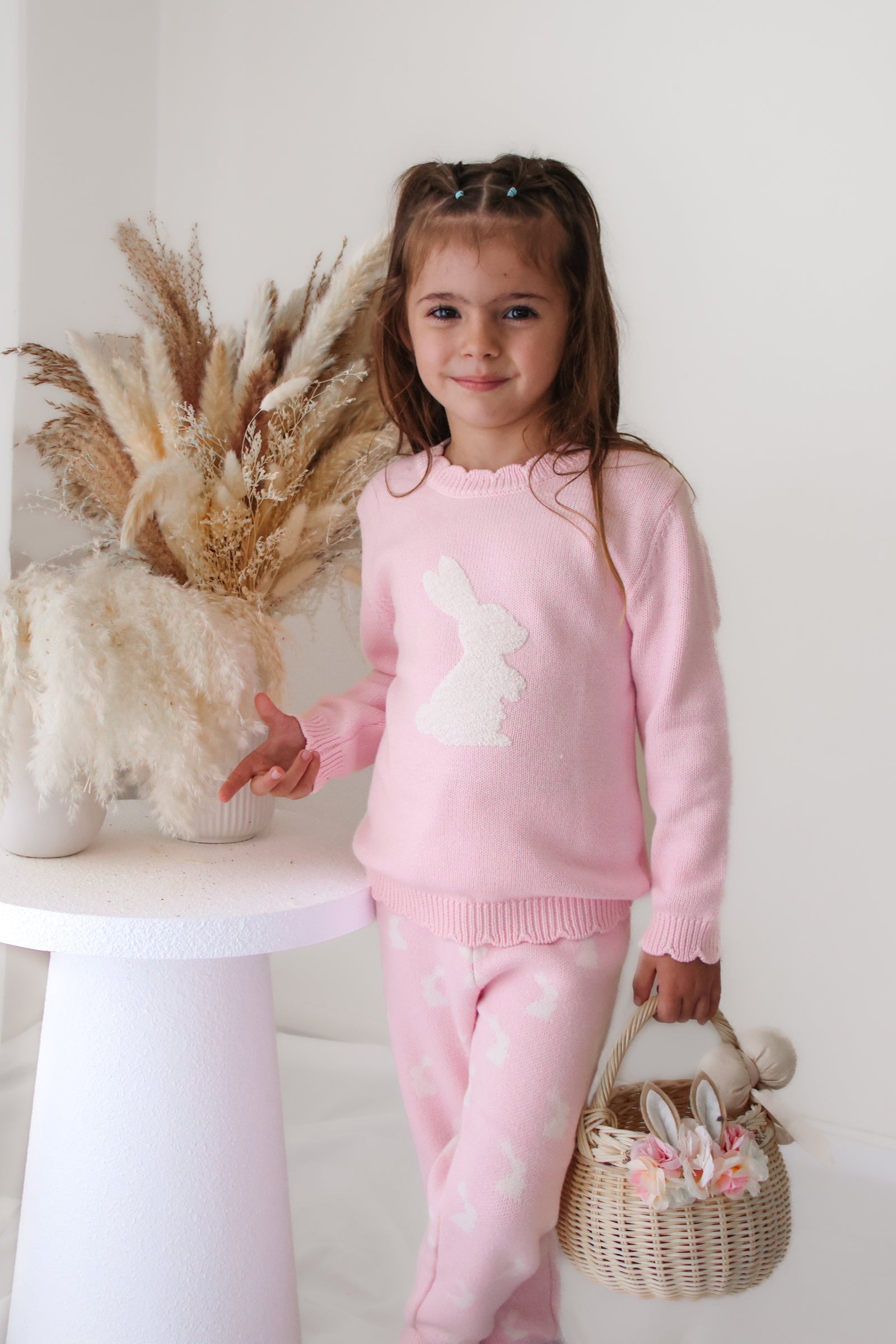 Adorable Little Bunny Ballerina Pink Knitted Jumper for Girls - Soft & Cozy Winter Sweater for Toddlers & Kids - Perfect for Ballet Class, Birthday Gifts & Holiday Outfits