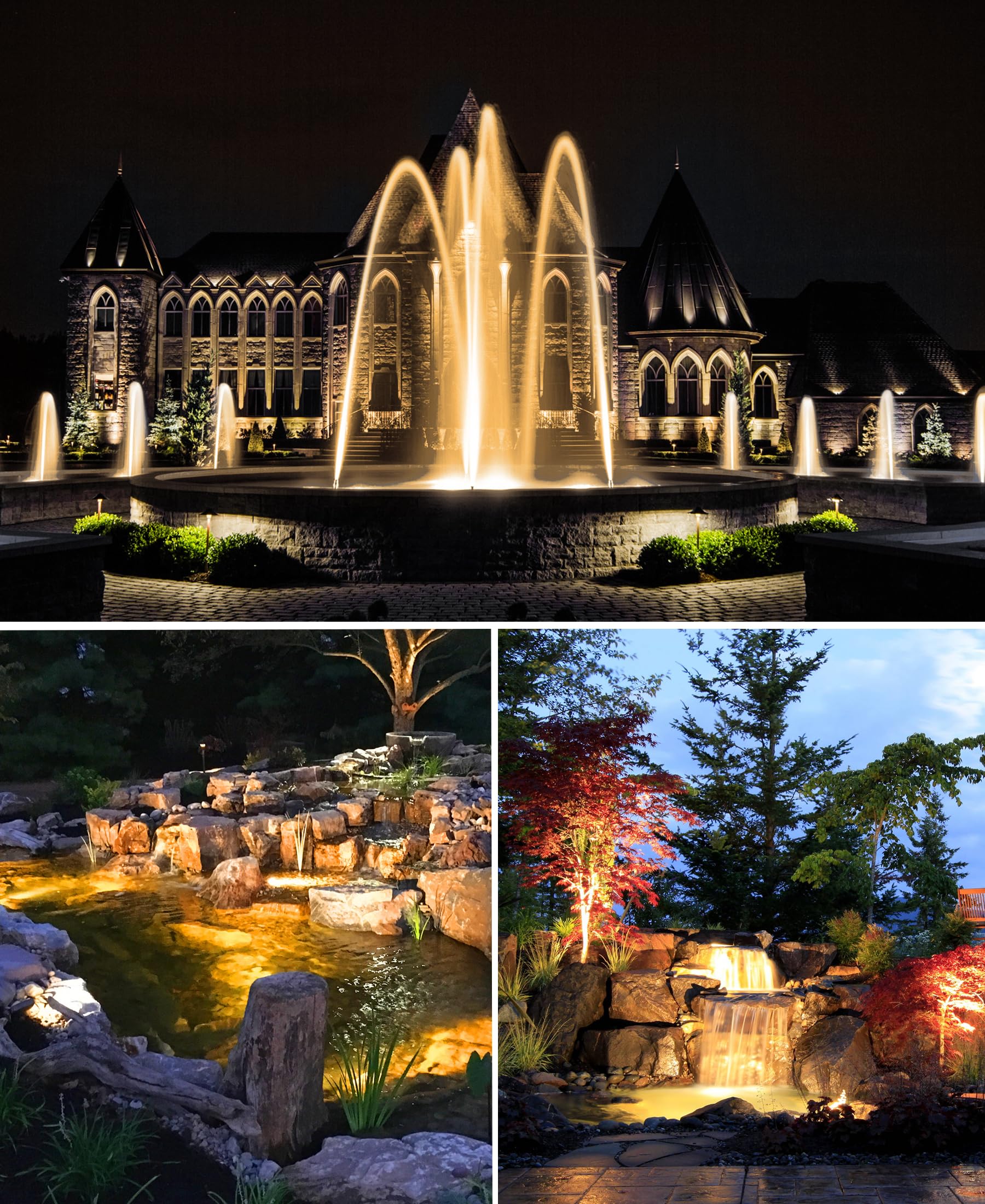 SUNVIE Underwater LED Lights - 12-24V AC/DC Submersible Pond & Fountain Lights, IP68 Waterproof Warm White for Pools, Fish Tanks & Garden Decor