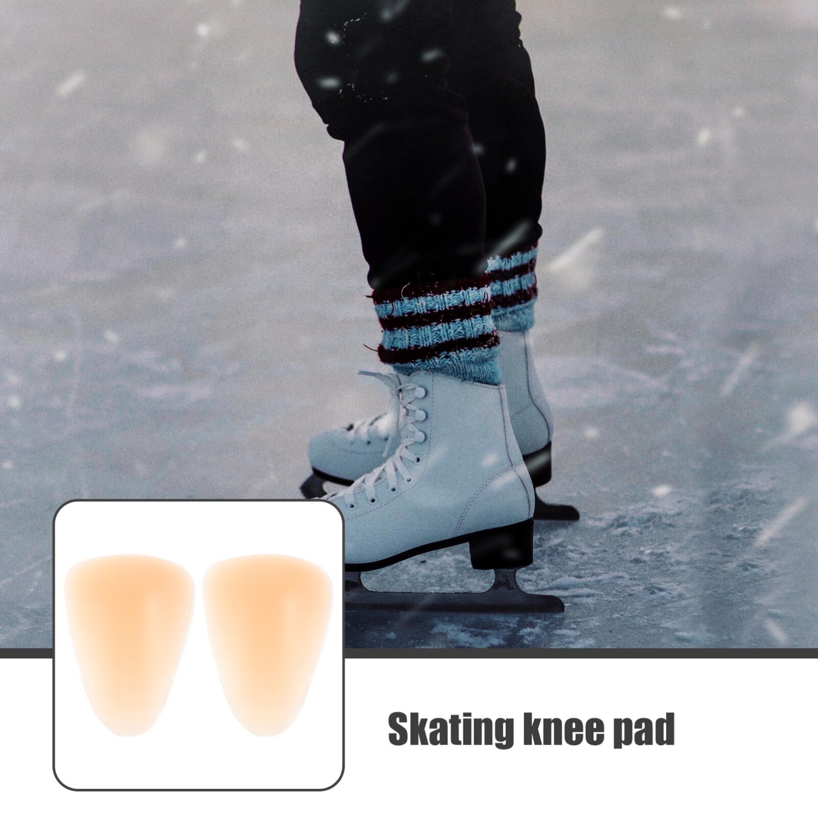 Sosoport 1 Pair Silicone Knee Pads for Skating - Adhesive Knee Brace & Protective Mat for Ice Skating, Roller Skating, Hockey - Comfortable & Durable Knee Support for Sports & Fitness