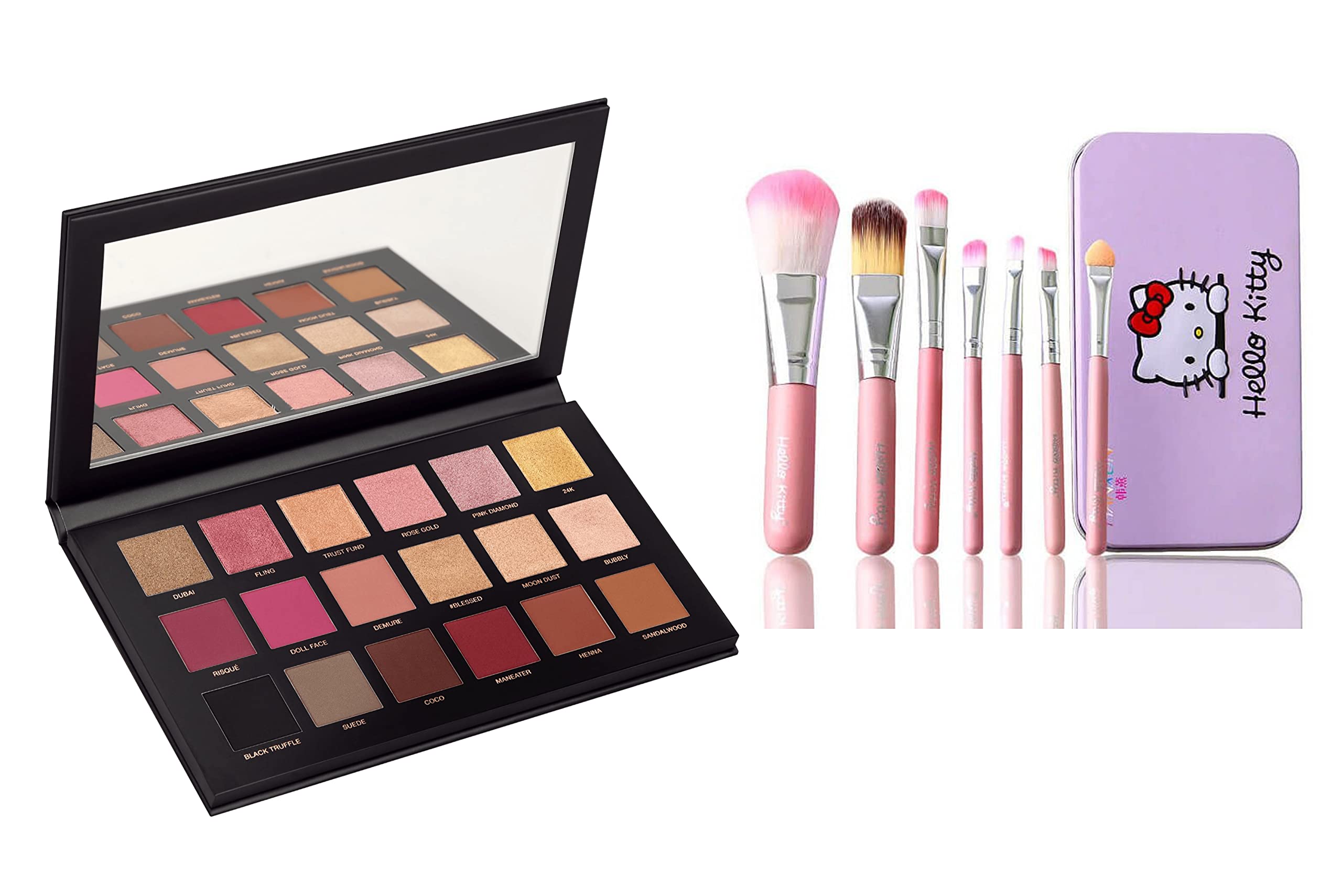 HUDACRUSH Rose Gold Eyeshadow Palette & Brush Set - 18 Matte & Shimmer Shades, Vegan Makeup Kit with Dual-Ended Brushes for Eyes & Face | Perfect for Everyday Wear, Party & Professional Makeup Looks