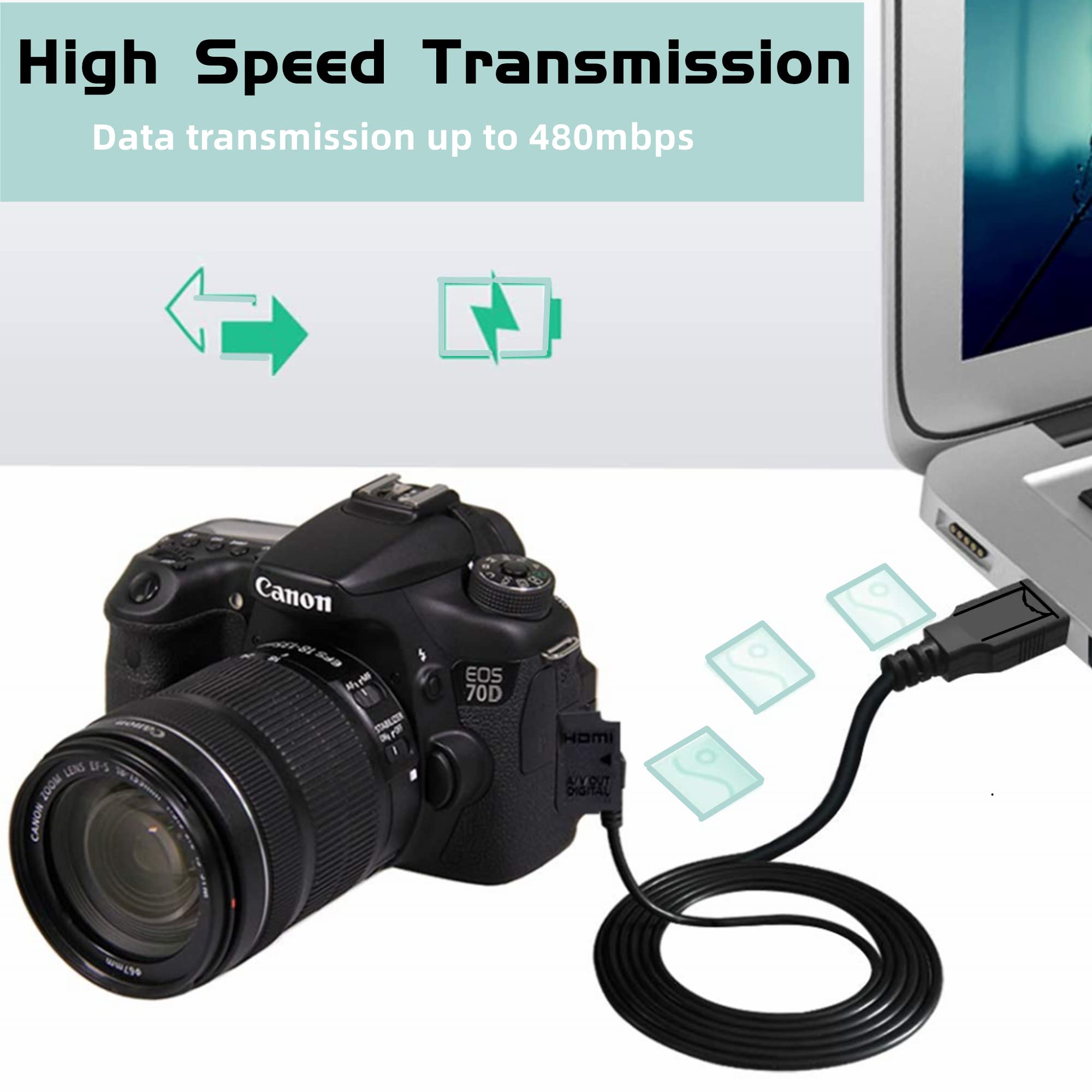 SLLEA 3.3ft USB to Mini-8pin DC Charger & Data Sync Cable for Olympus Stylus SZ-15 Digital Camera - Perfect for Travel Photography & On-the-Go Charging